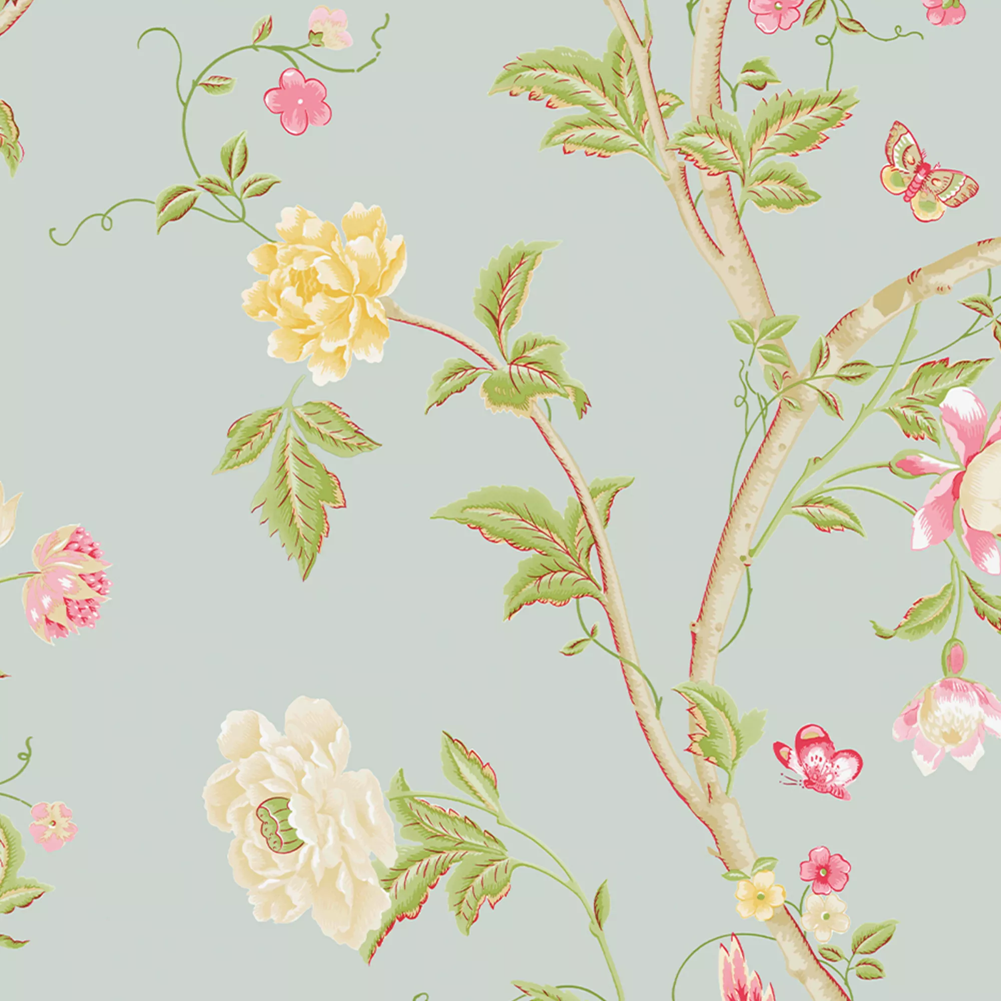 Laura Ashley Summer Palace Duck Egg Floral Smooth Wallpaper 5 Laura Ashley Summer Palace Duck Egg Floral Smooth Wallpaper - Image 3