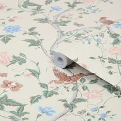 Laura Ashley Summer Palace Green, Orange Trail Smooth Wallpaper