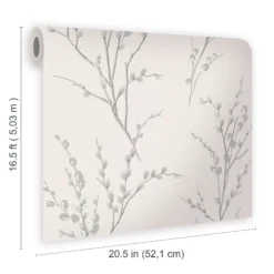 Laura Ashley Willow Off White & Steel Floral Smooth Wallpaper -Laura Ashley laura ashley willow off white steel floral smooth wallpaper5011583467215 02t bq